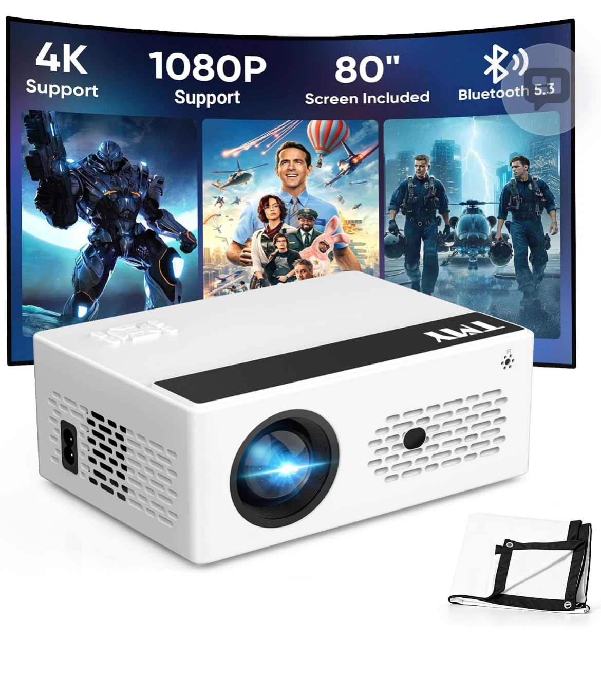 TMY Portable Projector with 80-inch Screen