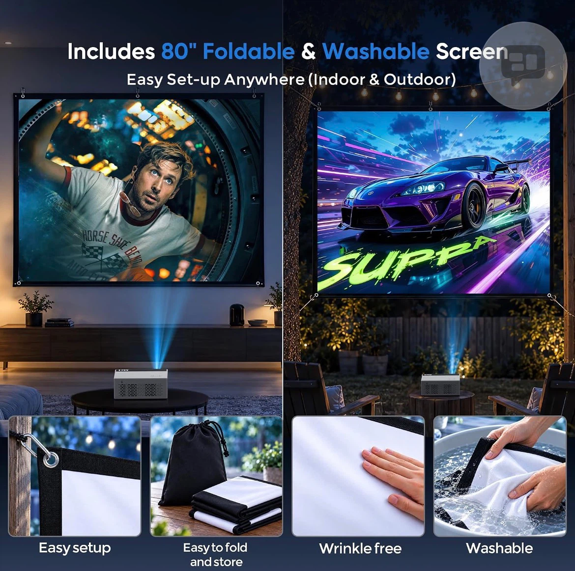 TMY Portable Projector with 80-inch Screen - photo 2