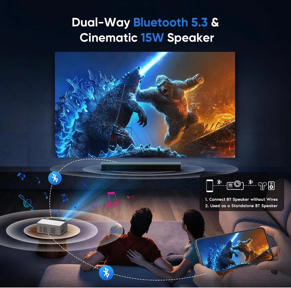 TMY Portable Projector with 80-inch Screen - photo 3