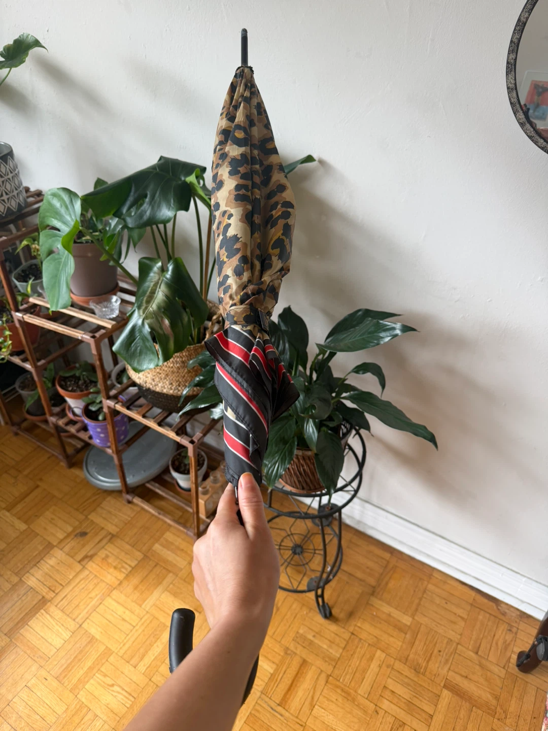 Leopard Print and Stripe Umbrella
