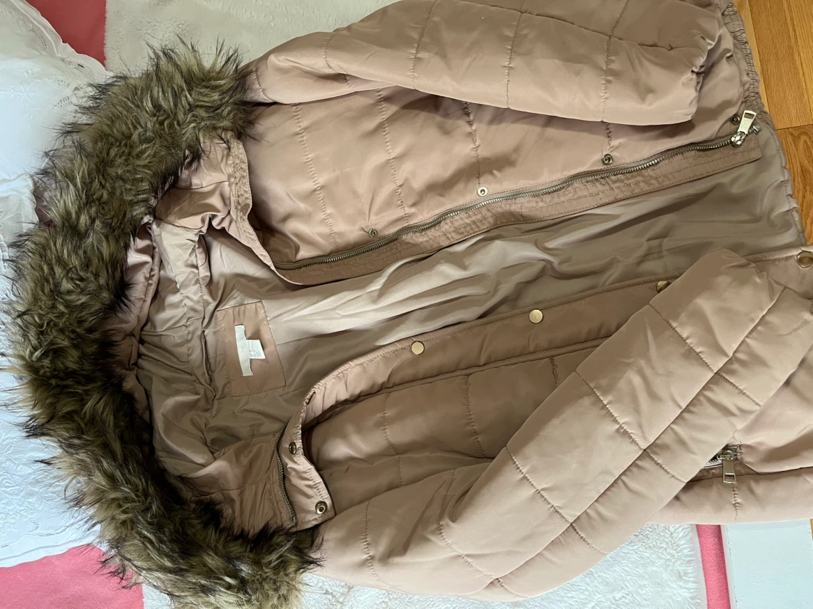 H&M Puffer Jacket with Faux Fur Hood