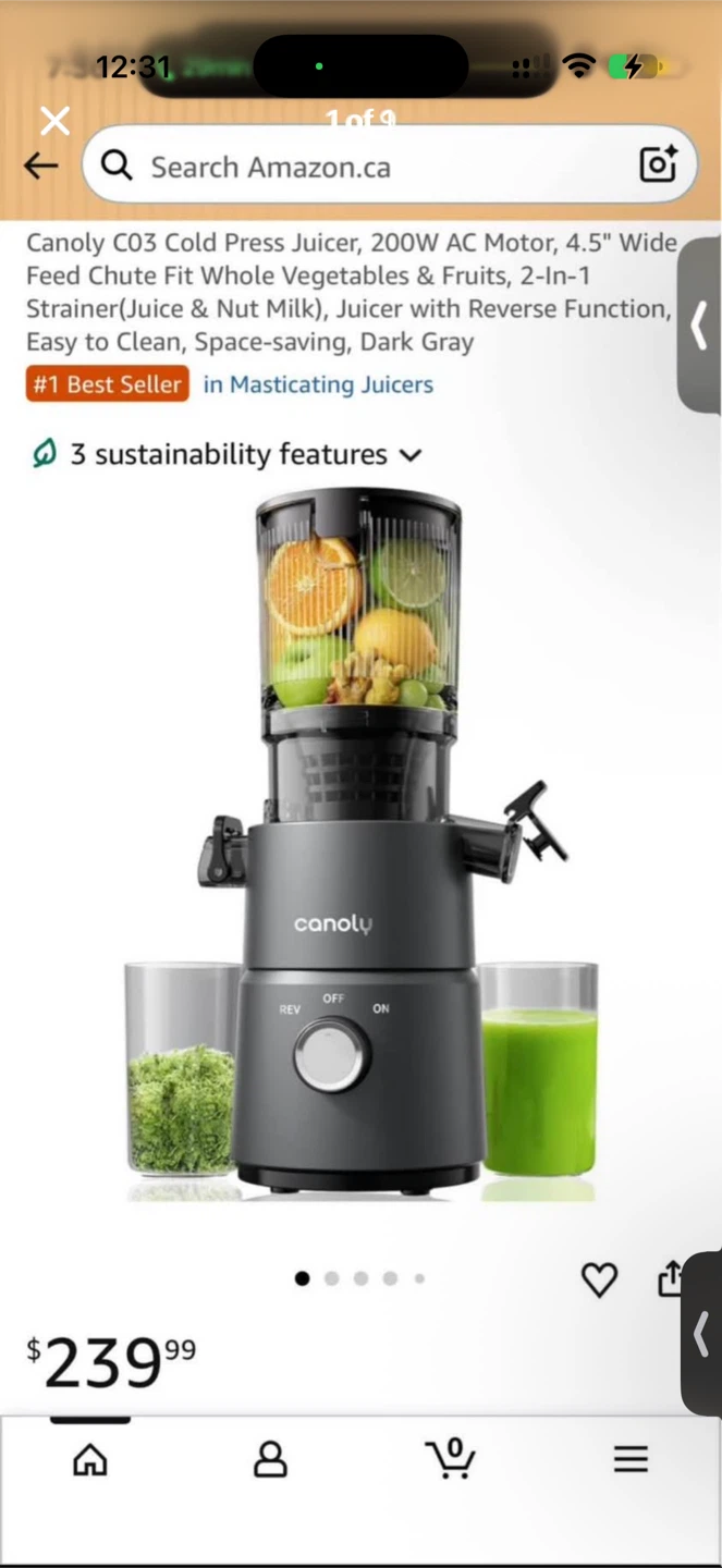 Canoly C03 Cold Press Juicer Dark Gray