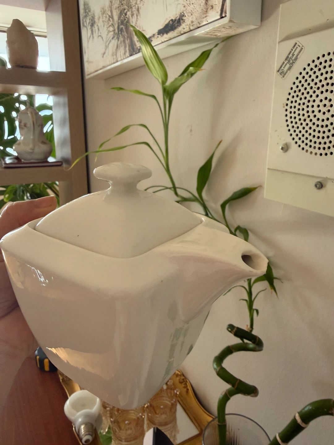 White ceramic teapot
