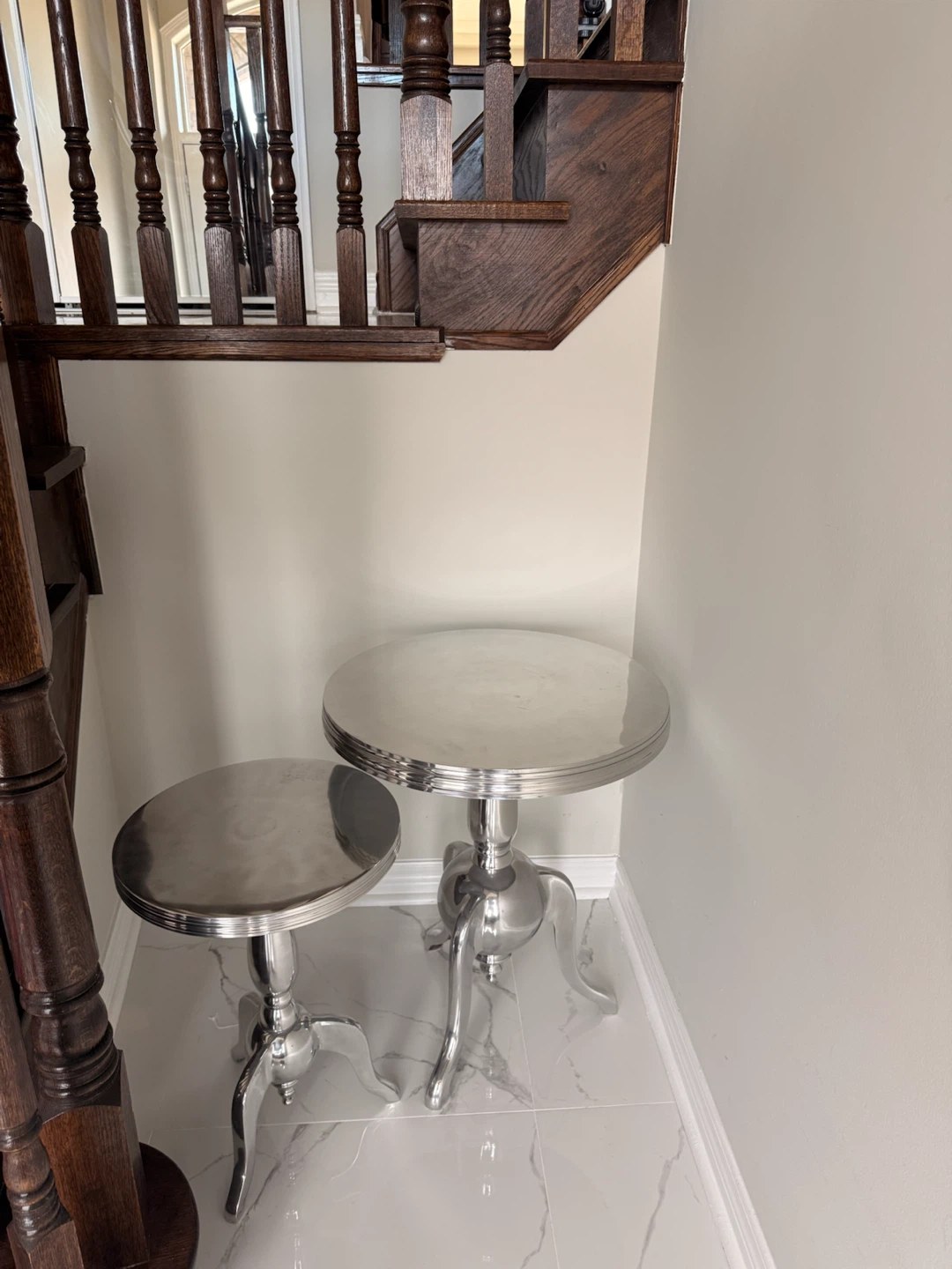 Pair of Structube Polished Aluminum Side Tables-Excellent Cond. - photo 2