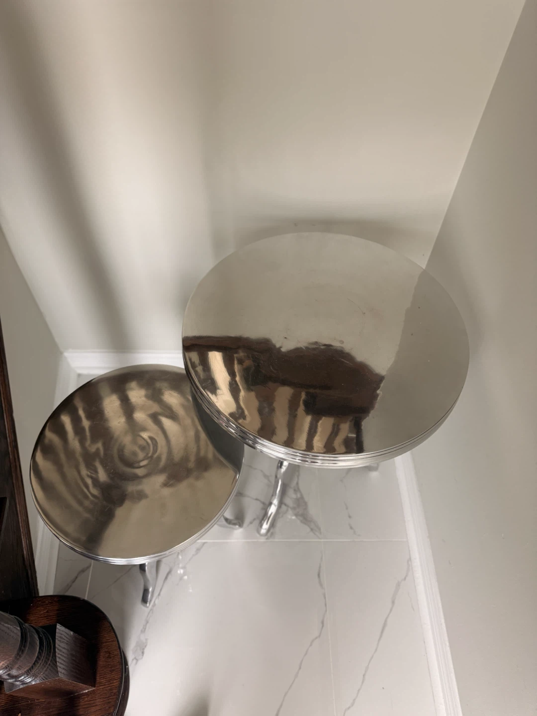 Pair of Structube Polished Aluminum Side Tables-Excellent Cond. - photo 3