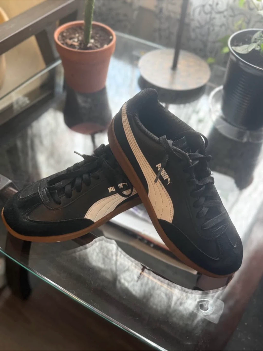 Puma Black and White Sneakers - size 8