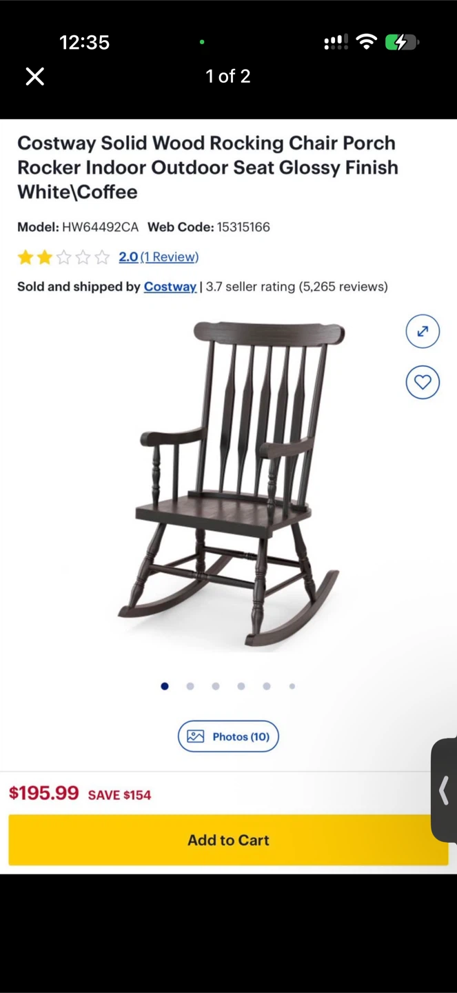 Costway Solid Wood Rocking Chair
