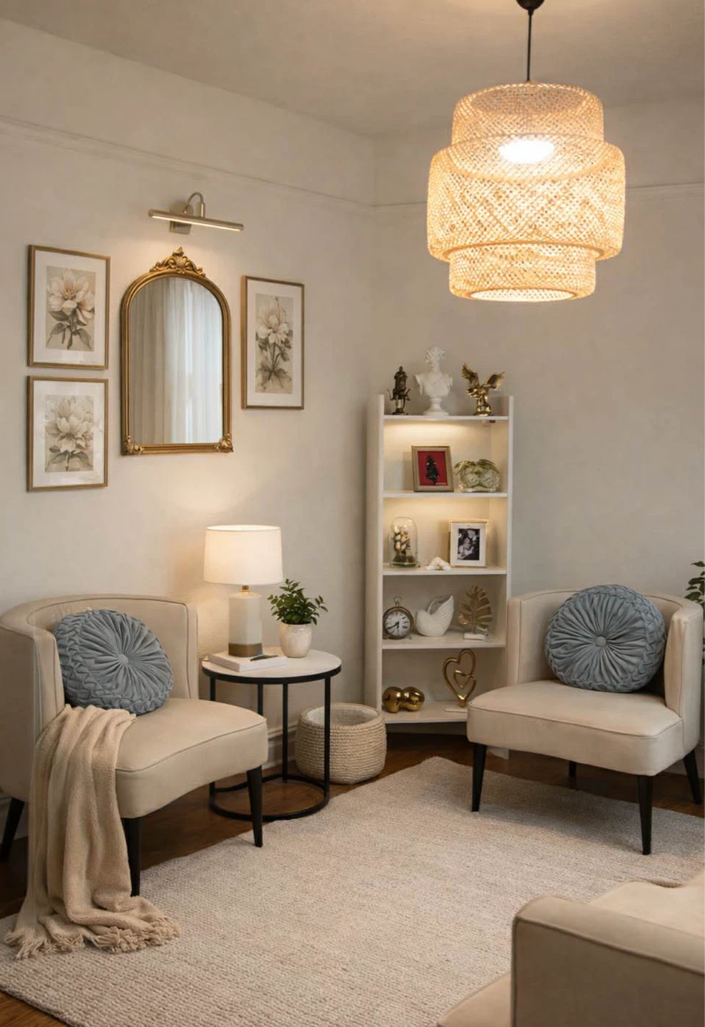 Cream Accent Armchair with Tufted Back - photo 2