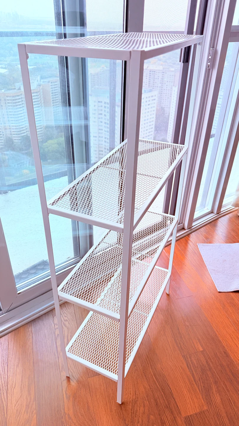 White 4-Tier Metal Mesh Shelving Unit
