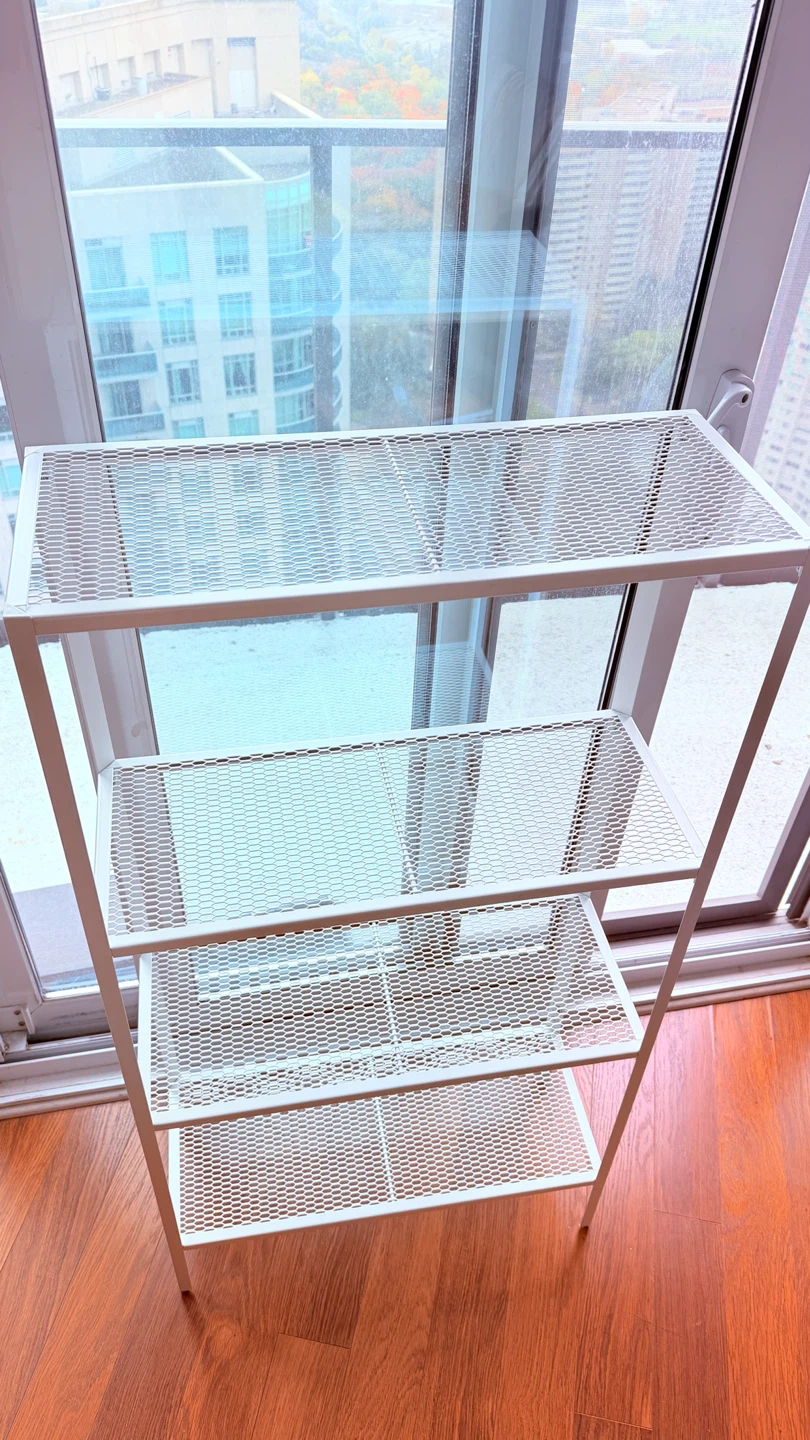 White 4-Tier Metal Mesh Shelving Unit - photo 2