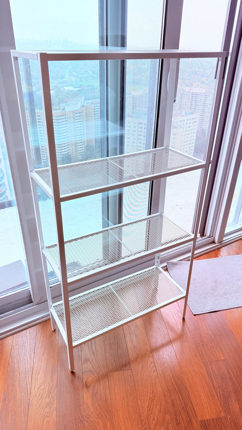 White 4-Tier Metal Mesh Shelving Unit - photo 3
