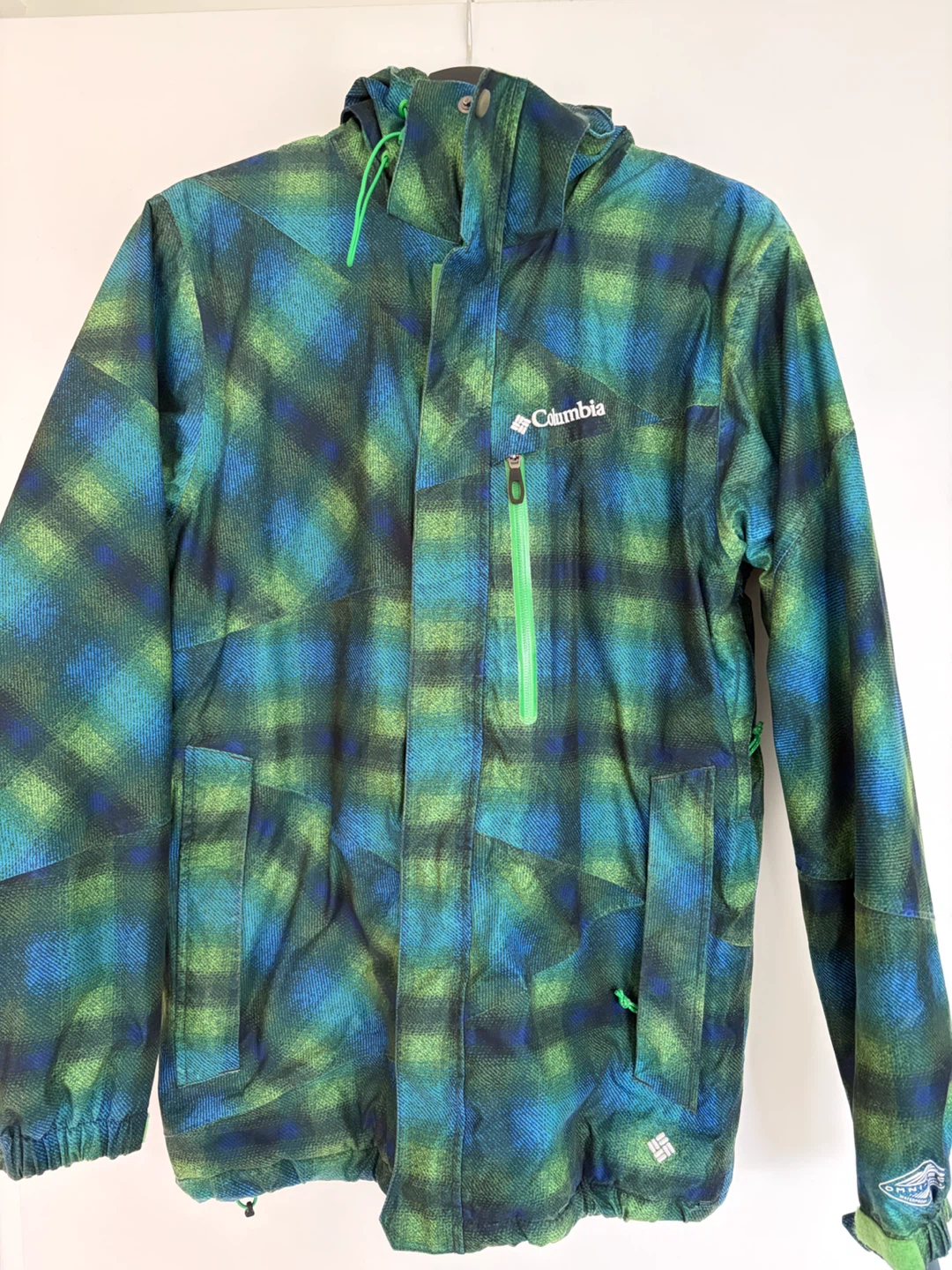 Columbia Waterproof Ski Jacket Green Plaid Small