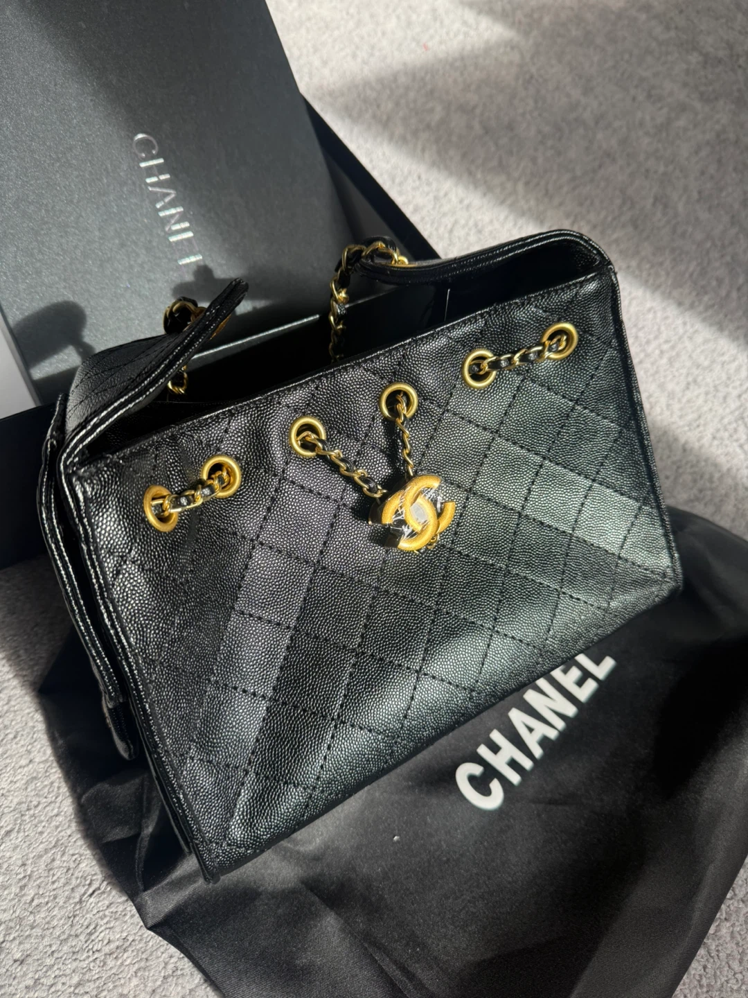 Chanel Black Caviar Quilted Handbag