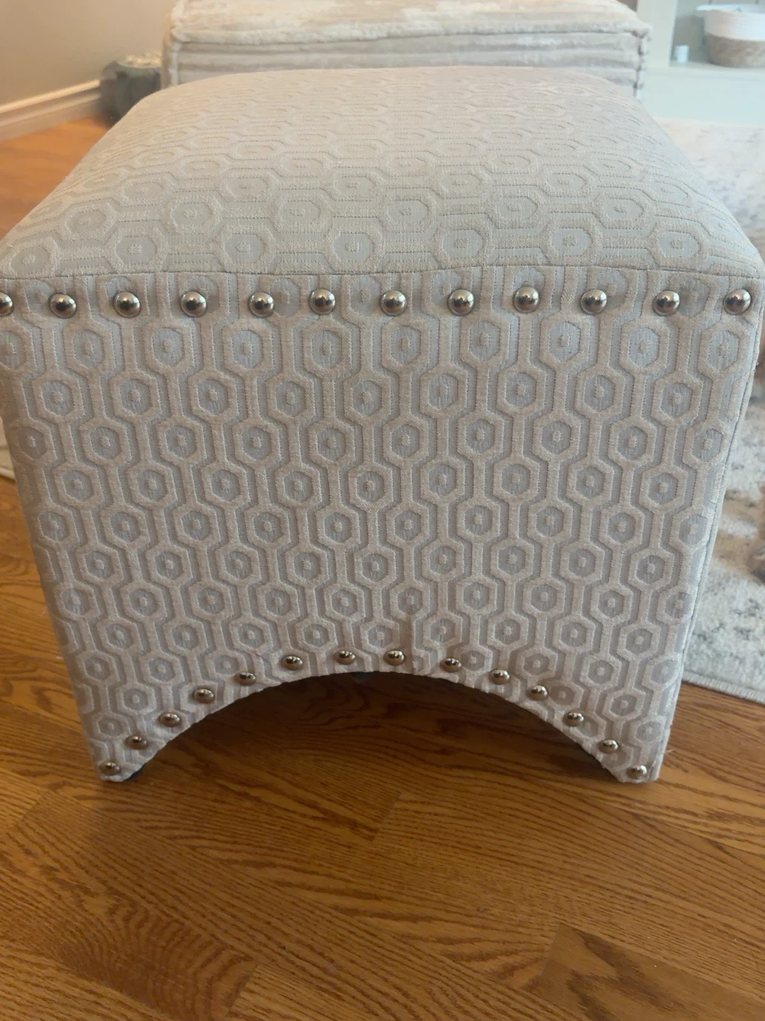 Classy, Comfortable Ottoman/stool with Nailhead Trim