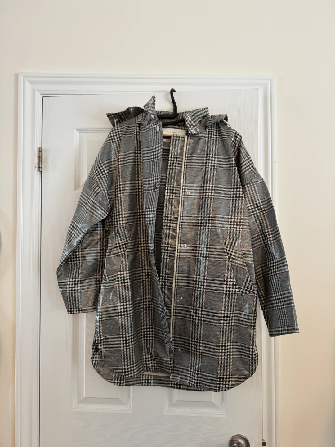 Zara Woman Plaid Raincoat XS