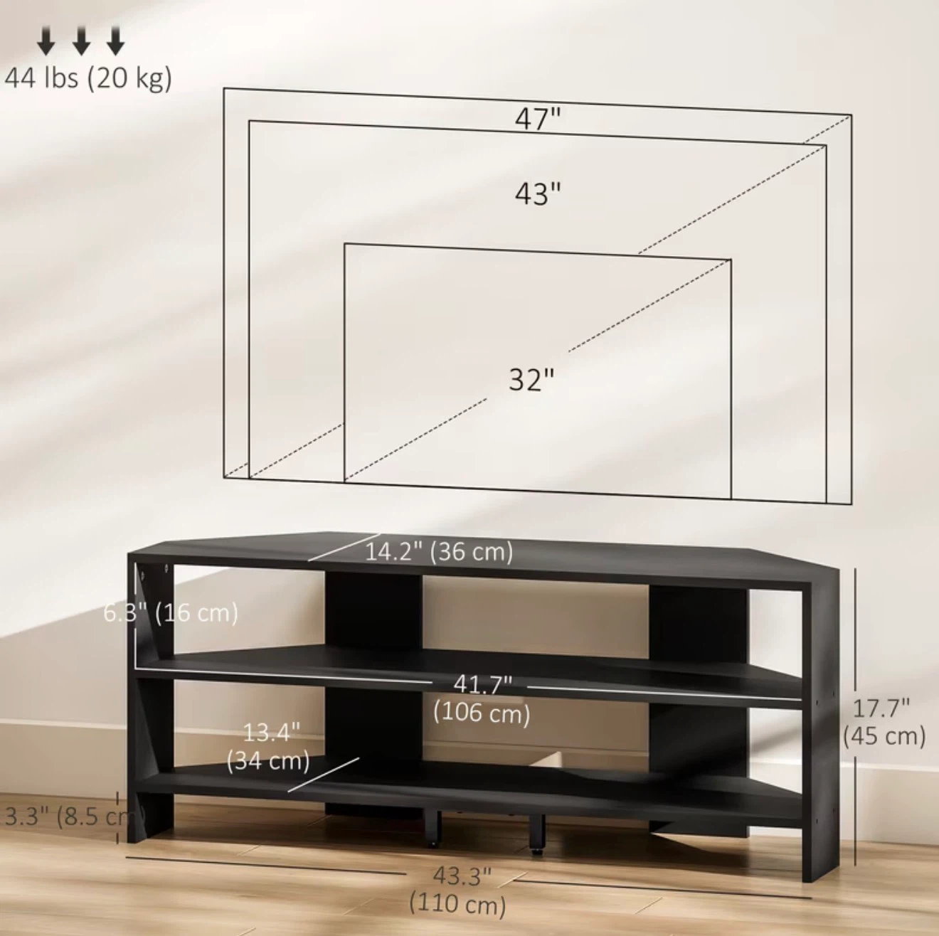 Black Corner TV Stand