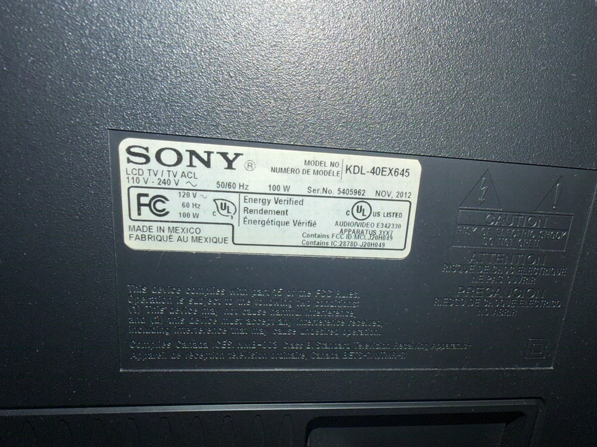 Sony 40" LCD TV (KDL-40EX645) – Working Condition