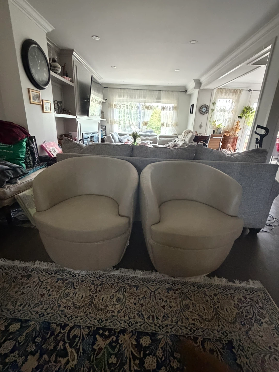 Set of Two Beige Swivel Chairs - photo 3