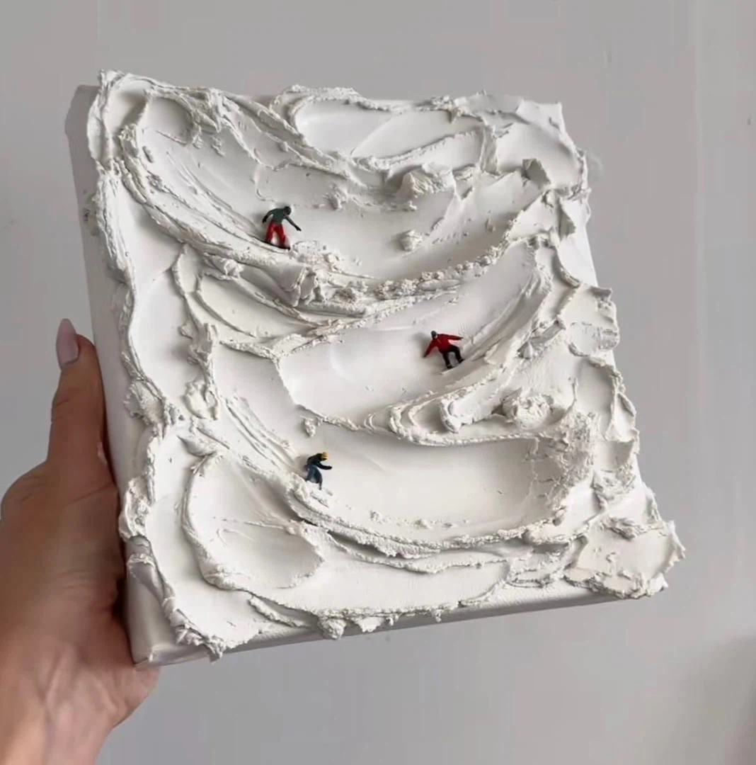 Textured Snowboarder Art Piece