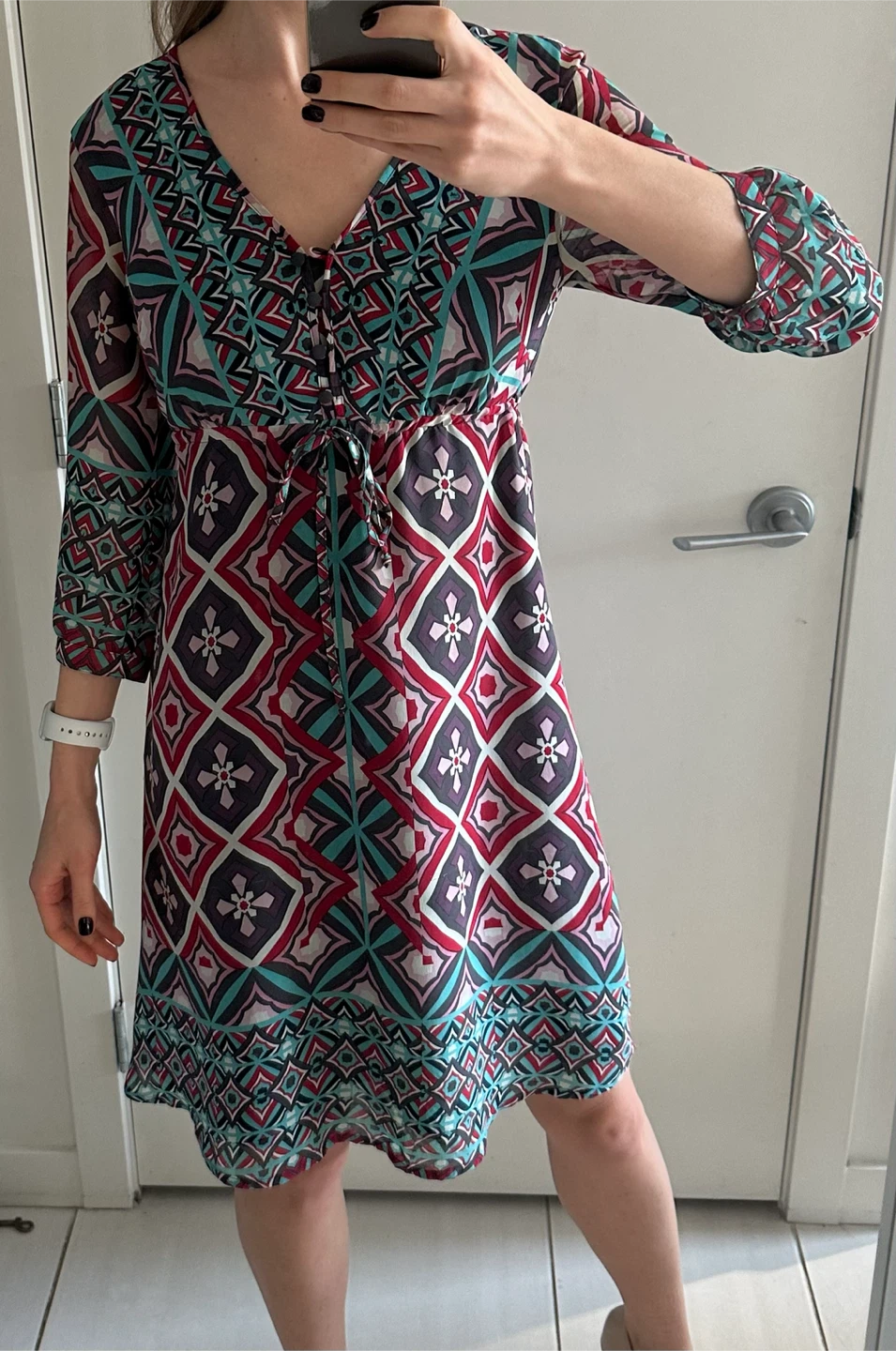 Patterned V-Neck Dress
