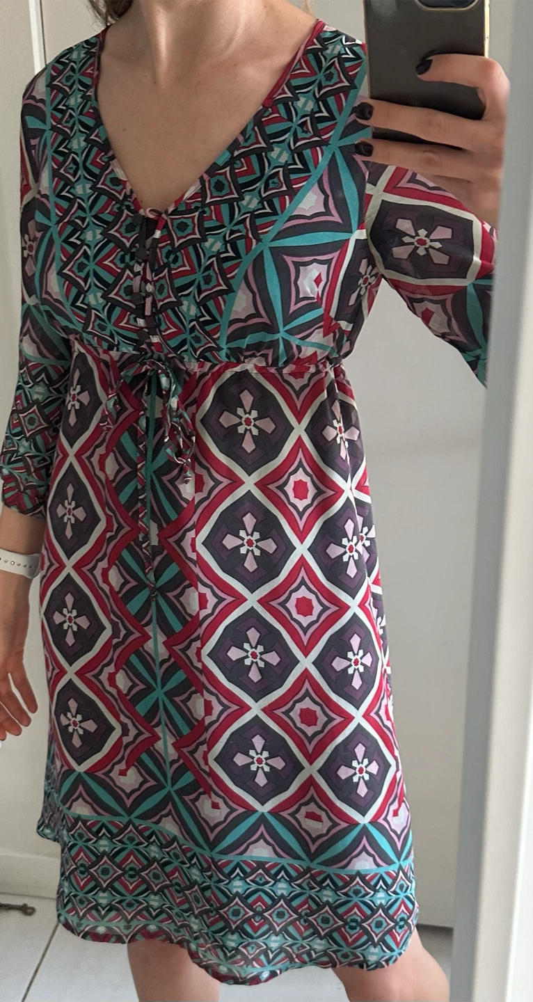 Patterned V-Neck Dress - photo 2