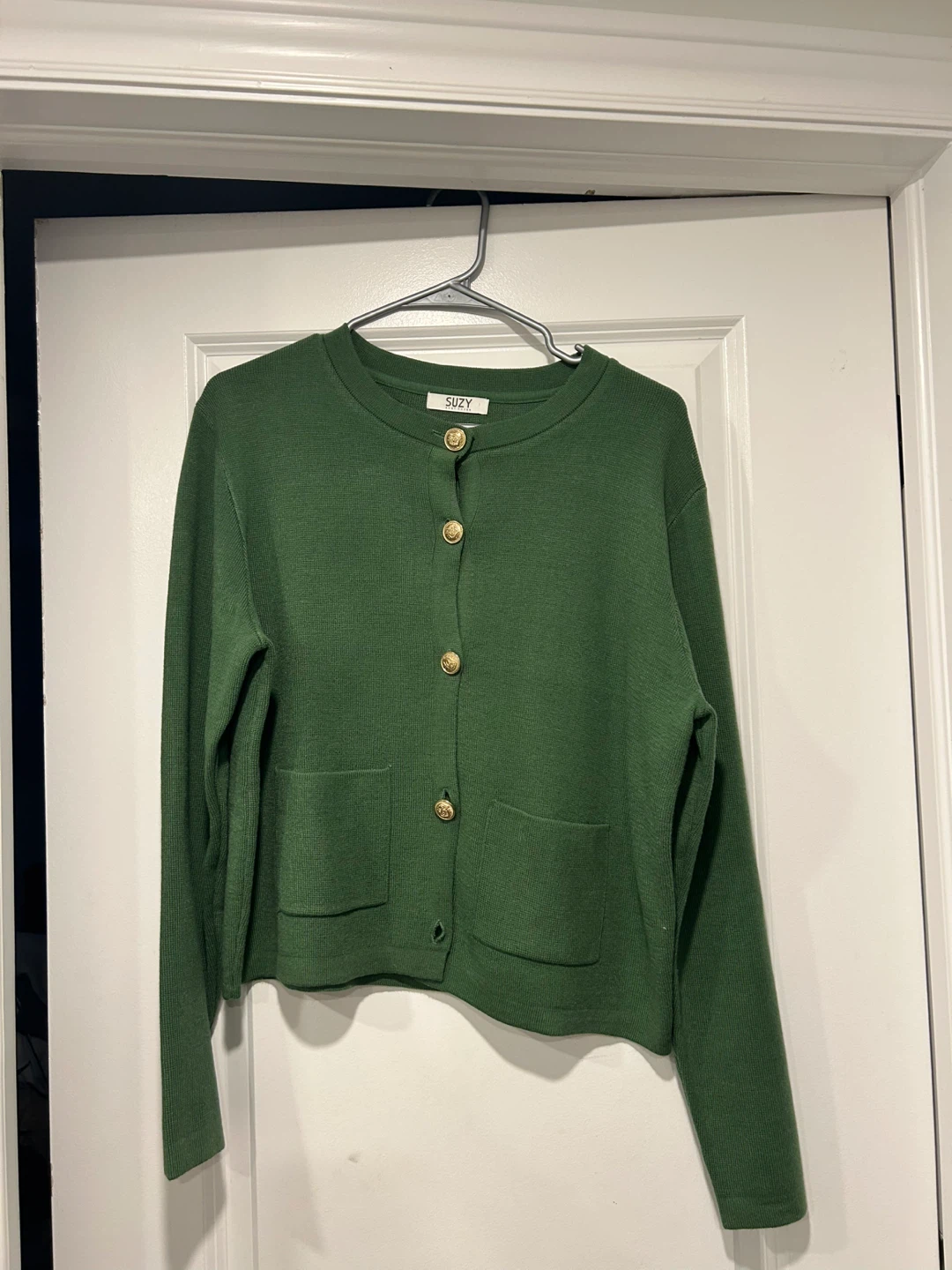 Suzy Shier Green Button-Up Cardigan Large