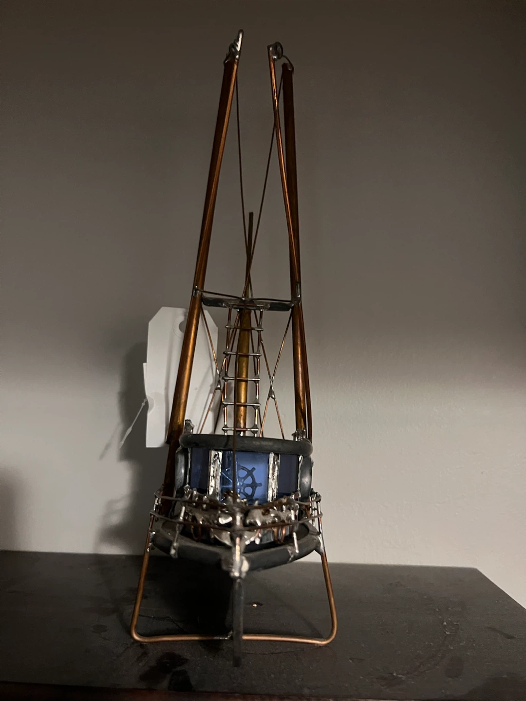 Stained Glass and Copper Fishing Boat Model - photo 2
