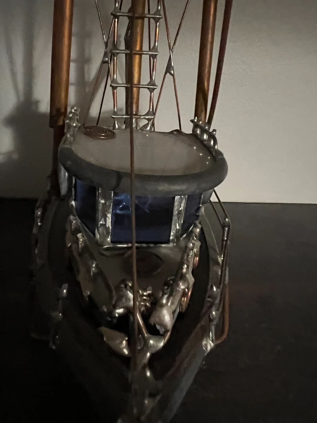 Stained Glass and Copper Fishing Boat Model - photo 5