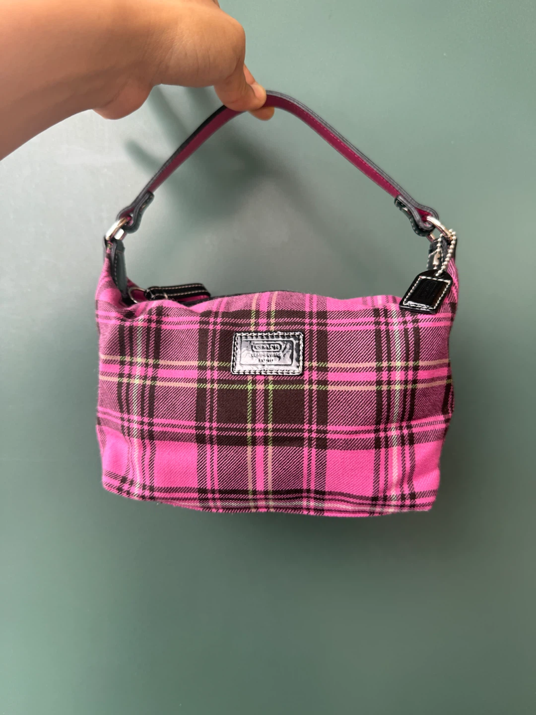 Coach Plaid pink Mini wool handbag