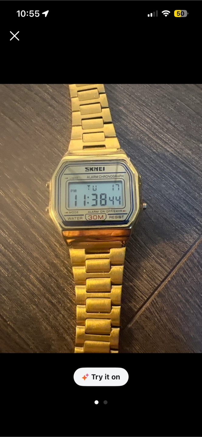 SKMEI Gold Tone Digital Chronograph Watch