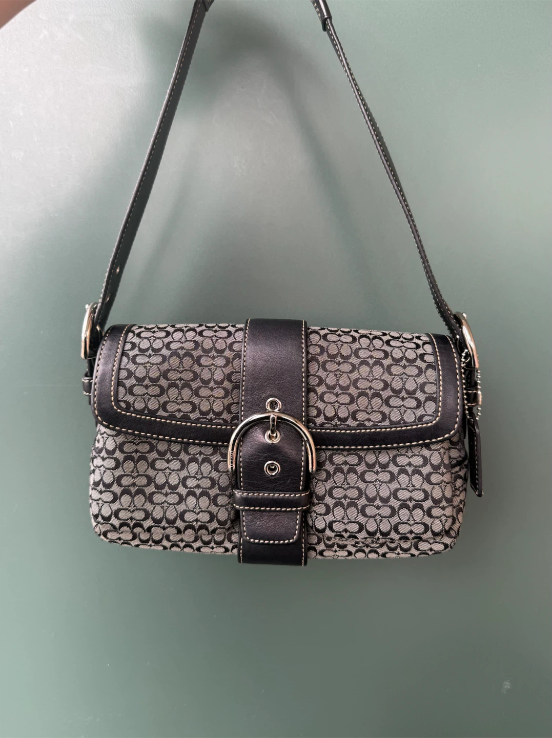 Coach black soho flap canvas bag
