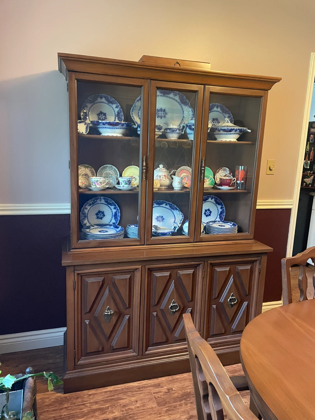 Wooden Dining Table and Hutch Set - photo 2
