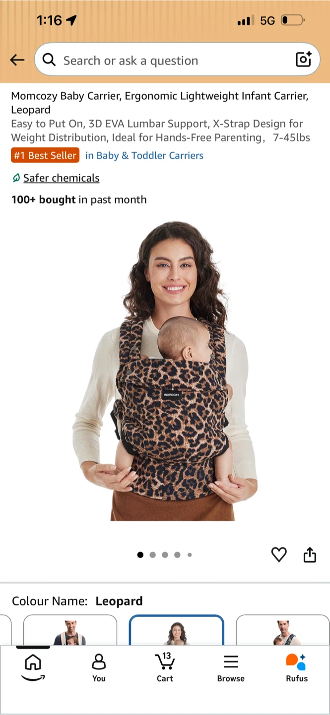 New Momcozy Ergonomic Infant Carrier - Leopard