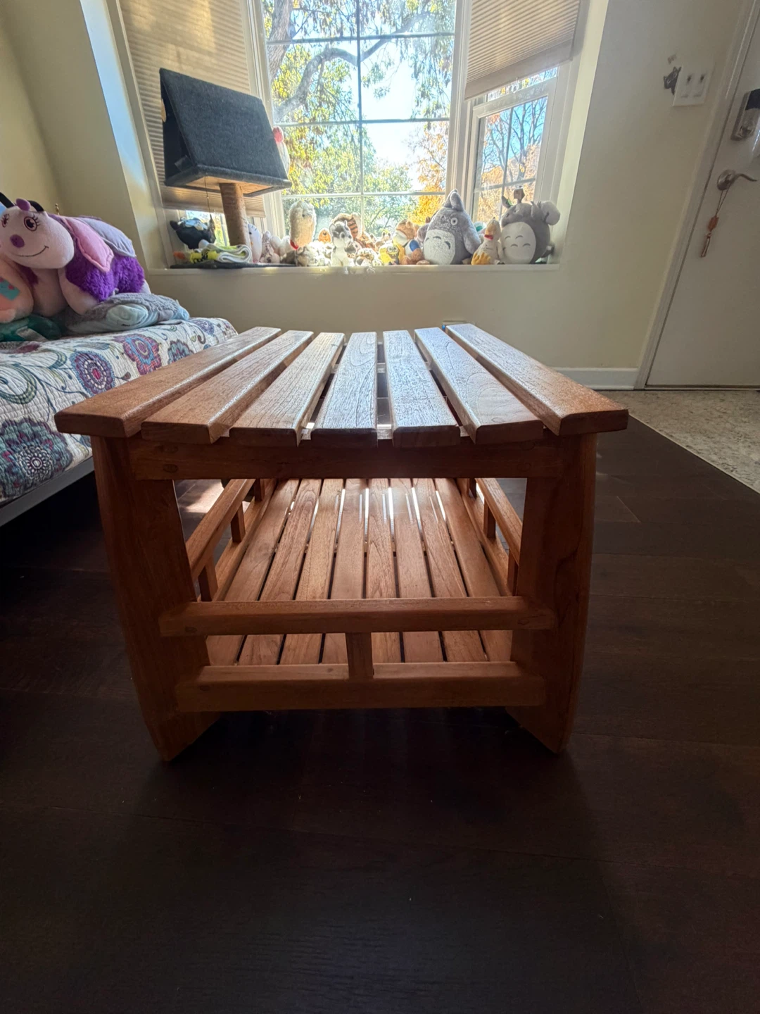 Solid Wood Slat Side Table