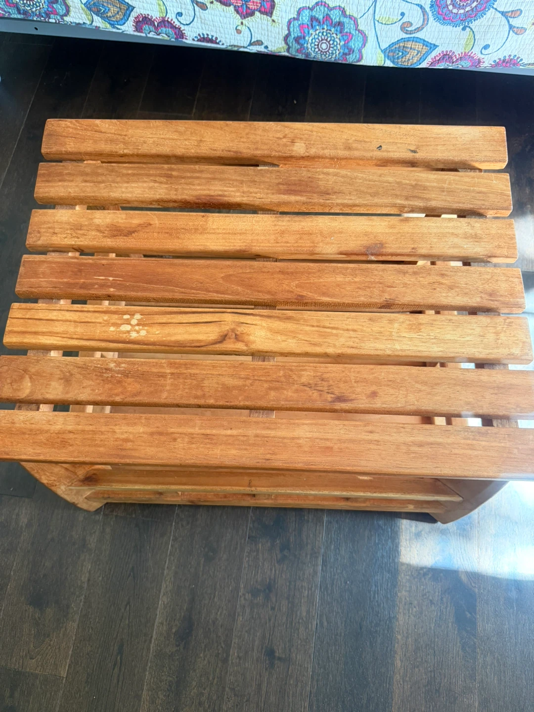 Solid Wood Slat Side Table - photo 4