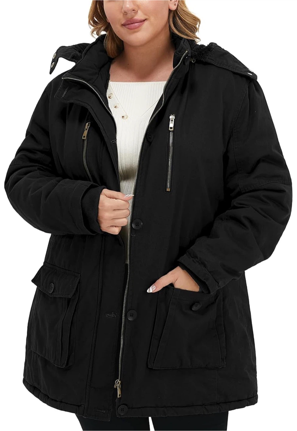 SoulLarge black hooded winter parka, size 4X