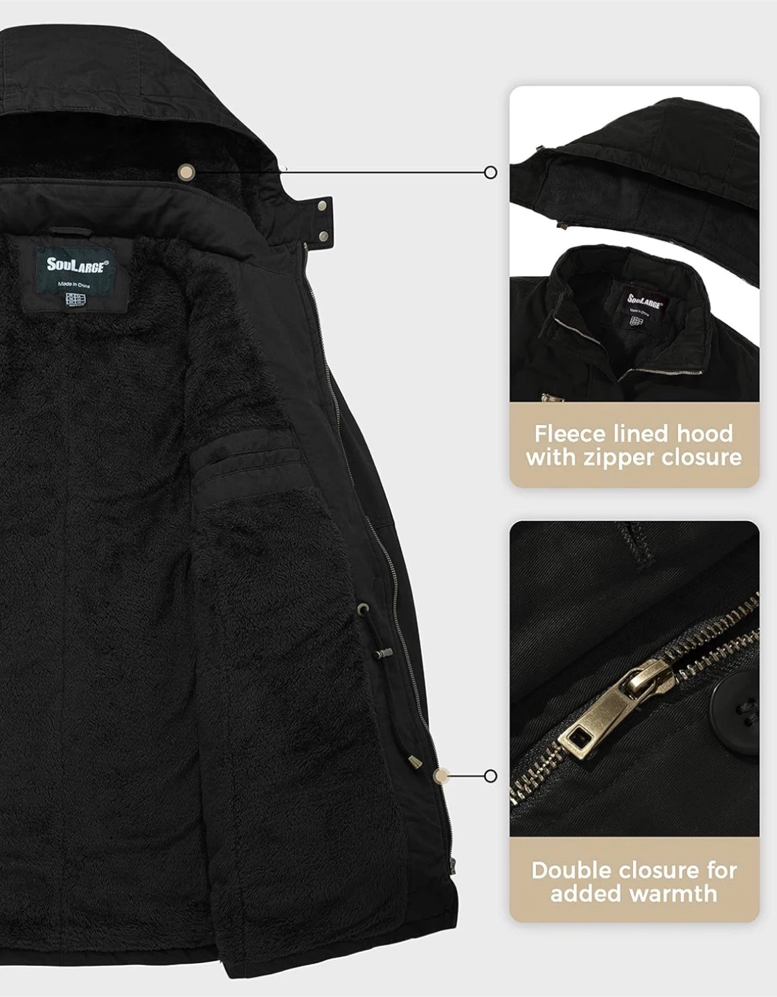SoulLarge black hooded winter parka, size 4X - photo 5