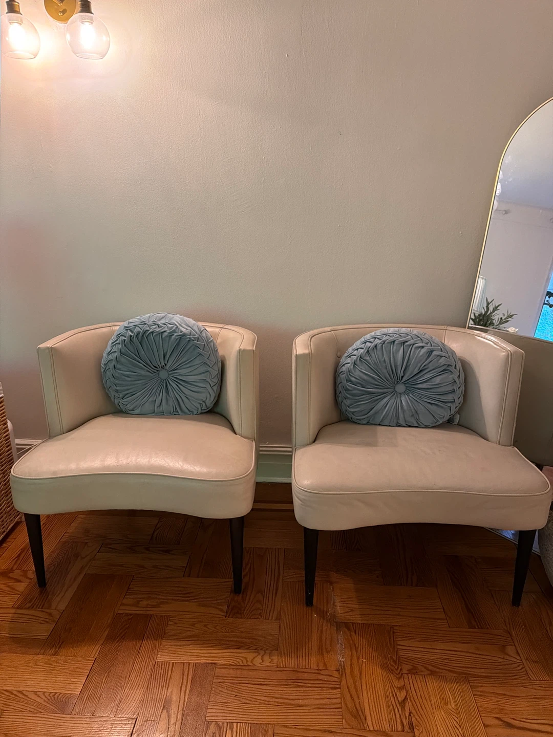 Set of Two Cream Accent Chairs