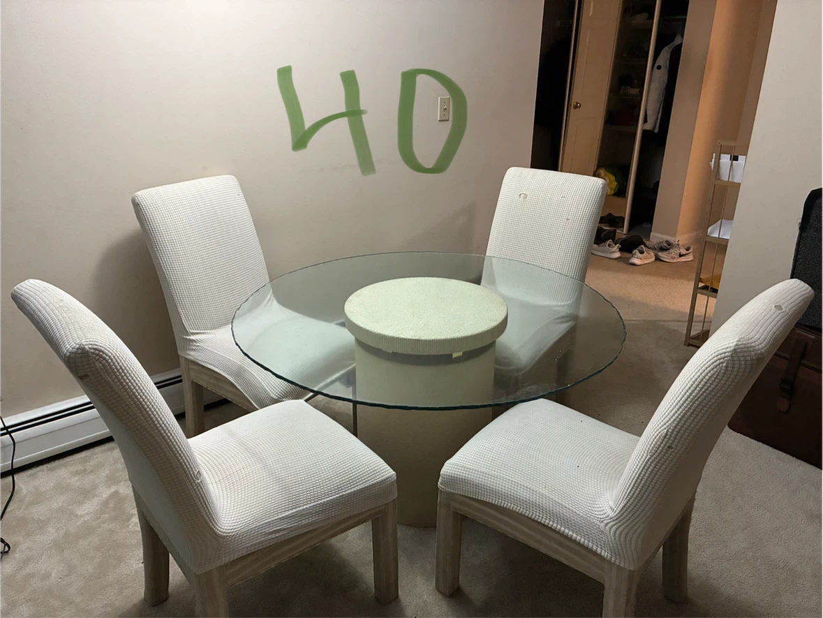 White Dining Table with Four Chairs
