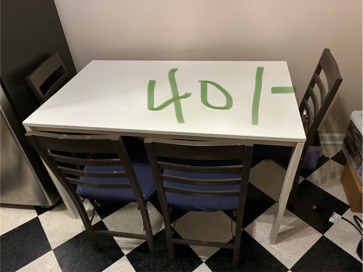 White Dining Table with Four Chairs - photo 2