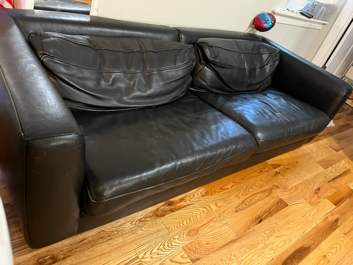 Black leather sofa