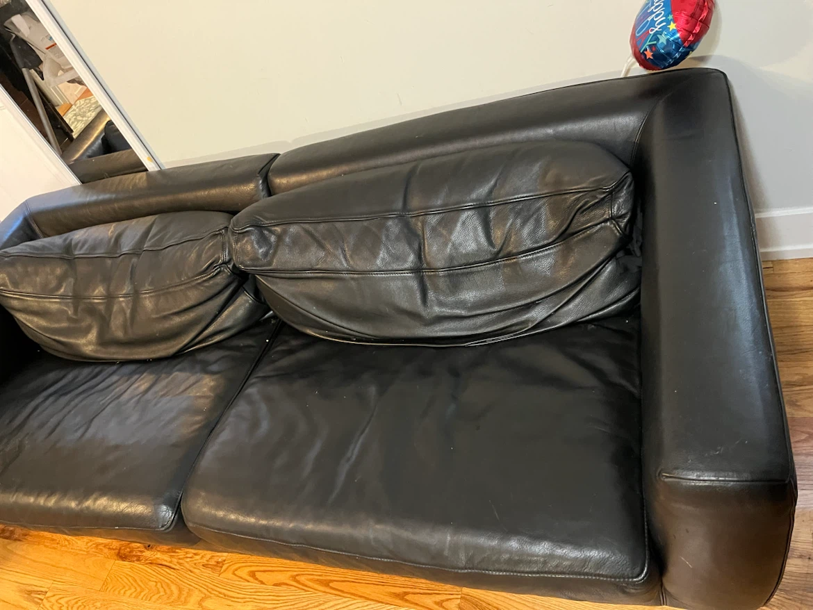 Black leather sofa - photo 2
