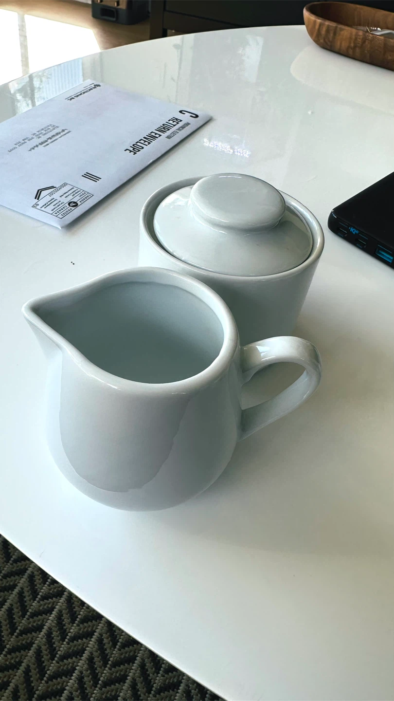 White Ceramic Creamer and Sugar Bowl Set