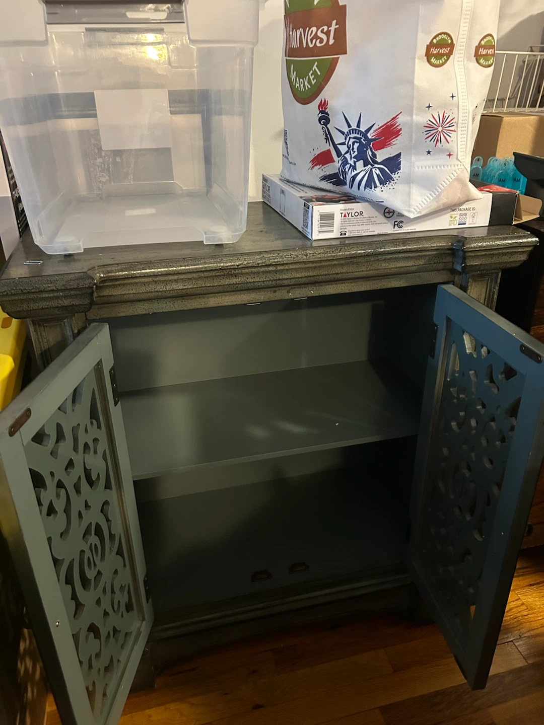 Distressed Gray Accent Cabinet - photo 2