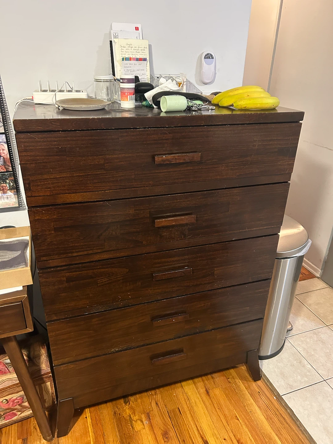 Dark Wood 5-Drawer Dresser
