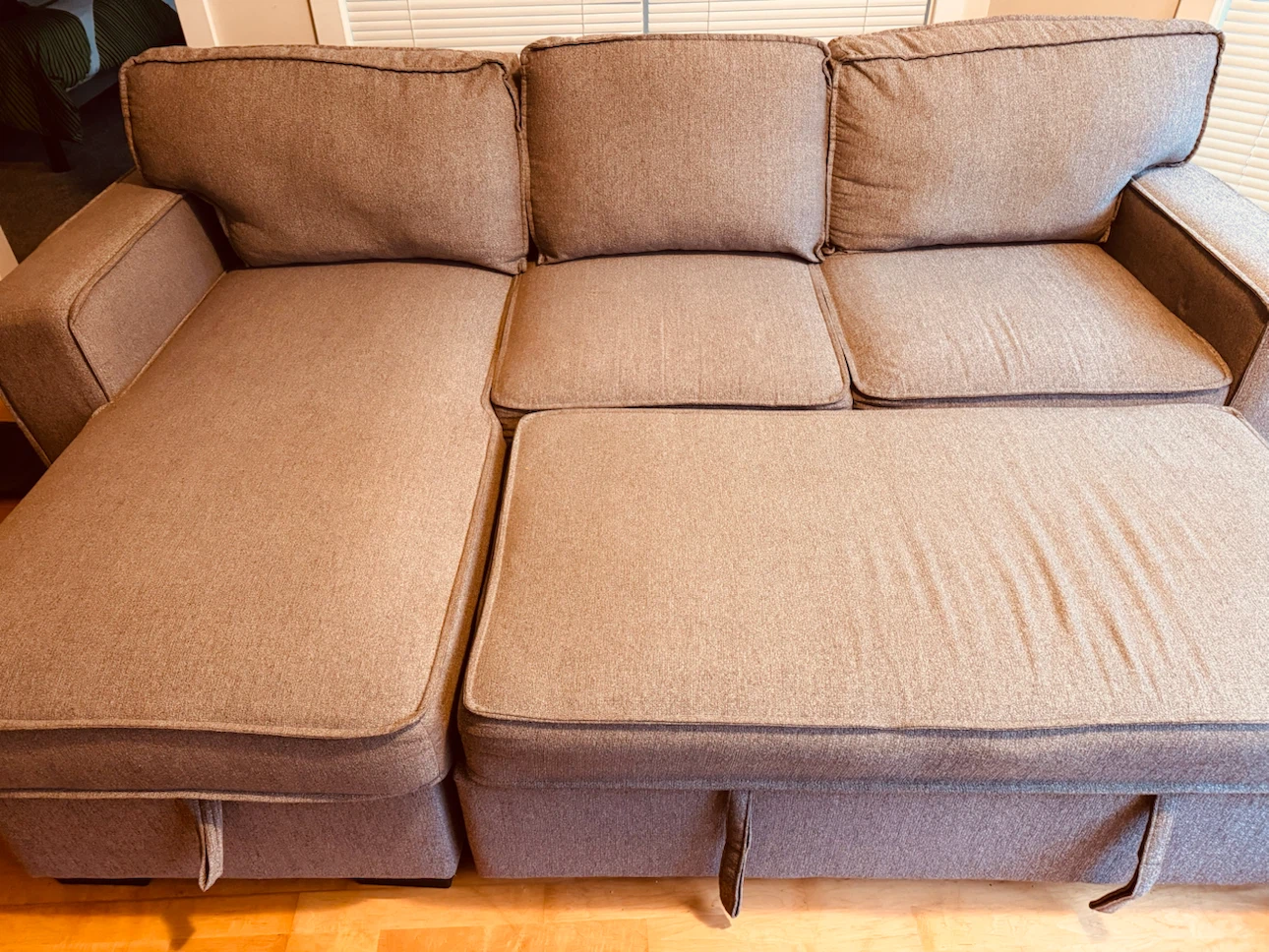 Grey Fabric Sectional Sofa Bed with Storage