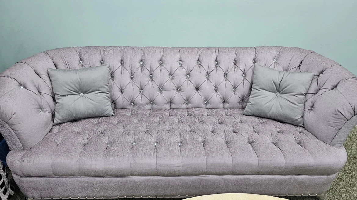 Tufted Grey Sofa Set - photo 2