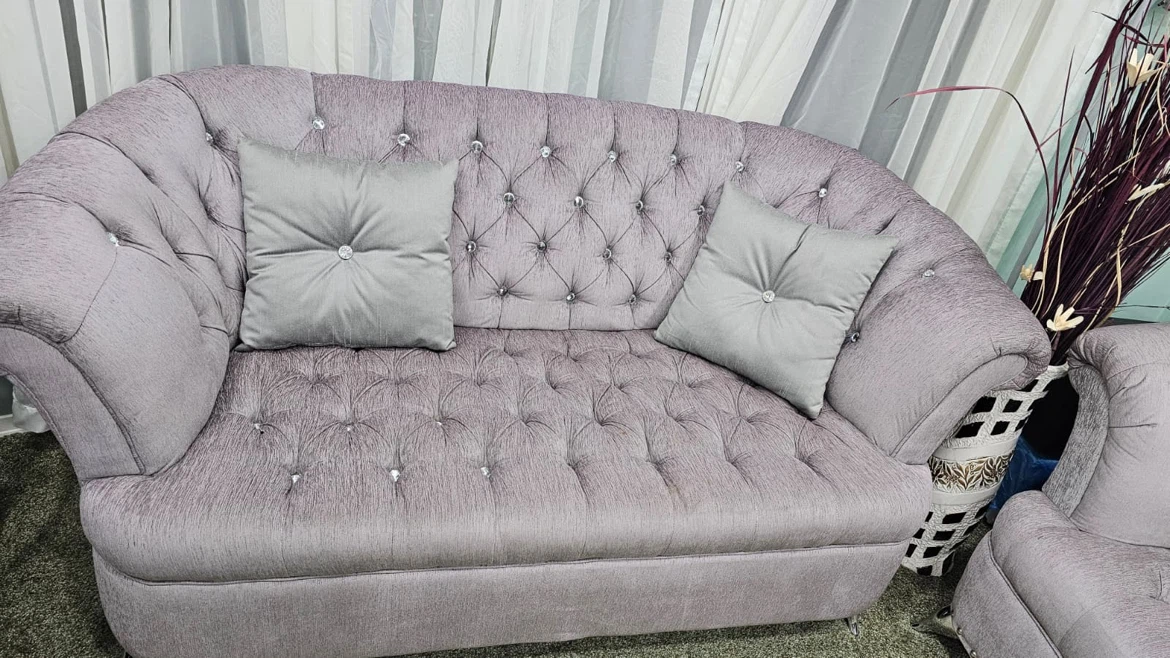Tufted Grey Sofa Set - photo 3