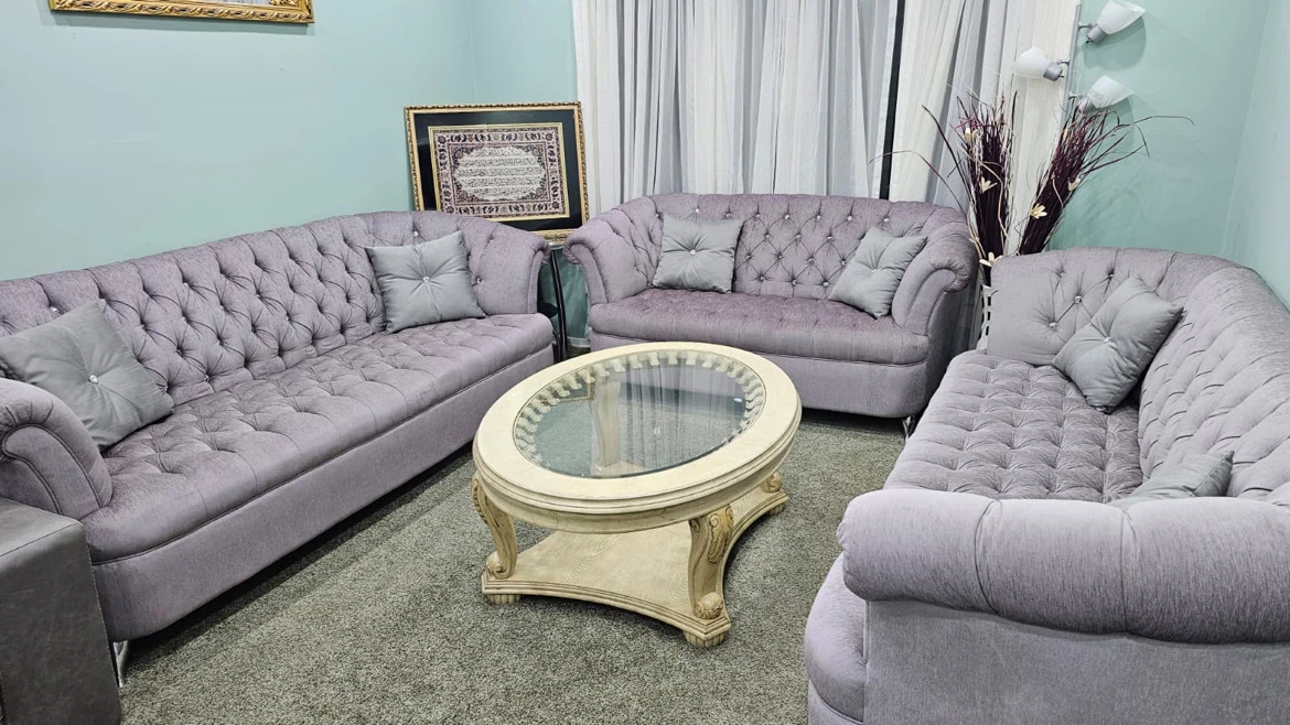 Tufted Grey Sofa Set - photo 4