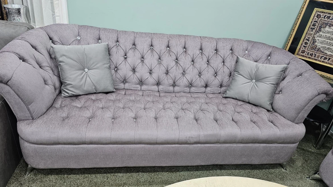 Tufted Grey Sofa Set - photo 5